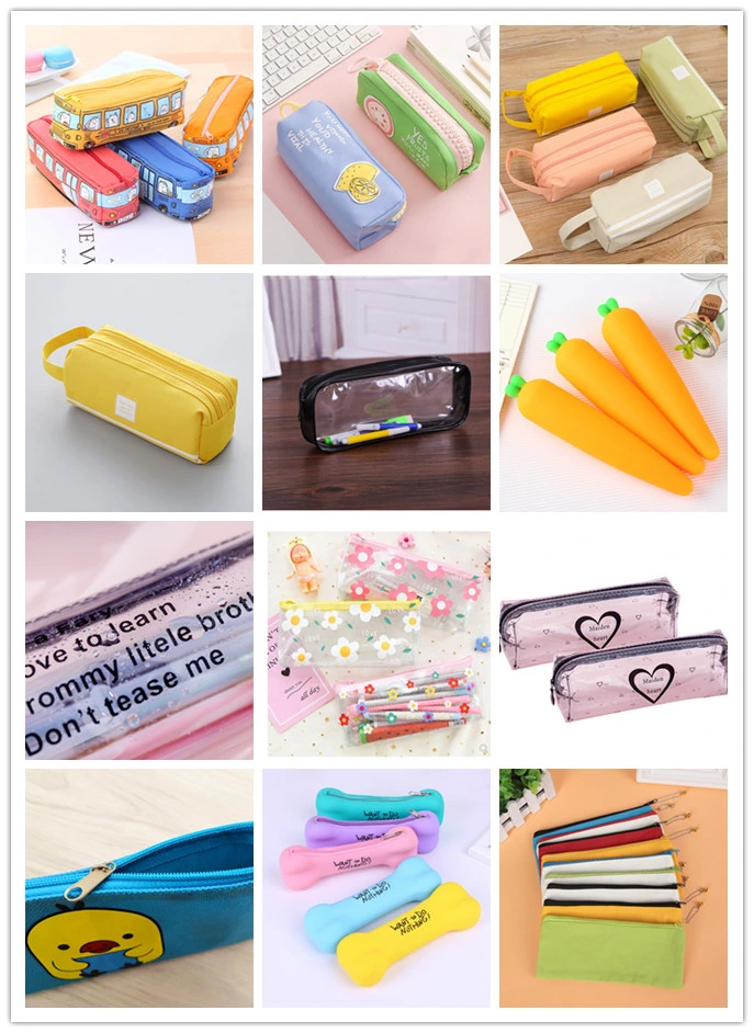 Creative Stationery Fruit Large Zipper Canvas Pencil Bag Students Large Capacity Storage Pencil Bag Office Supplies