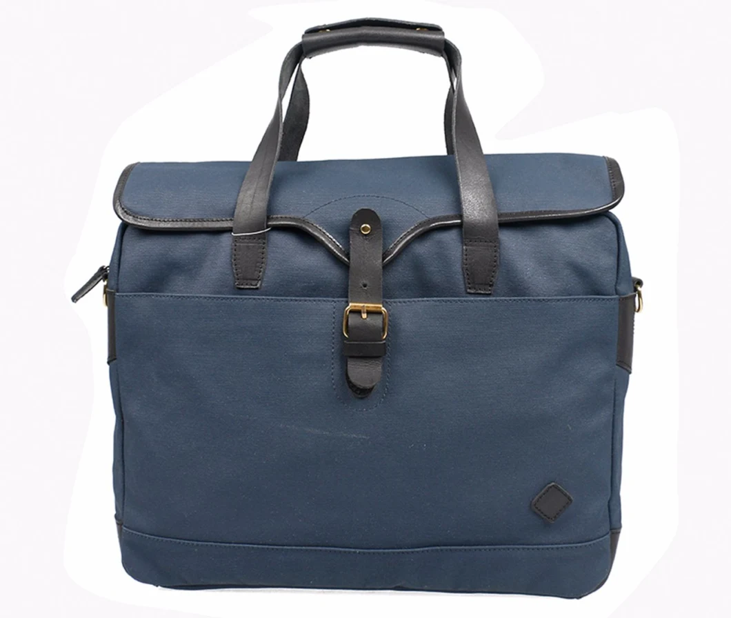 Fashion Navy Blue Coated Canvas Messenger Bag Briefcase