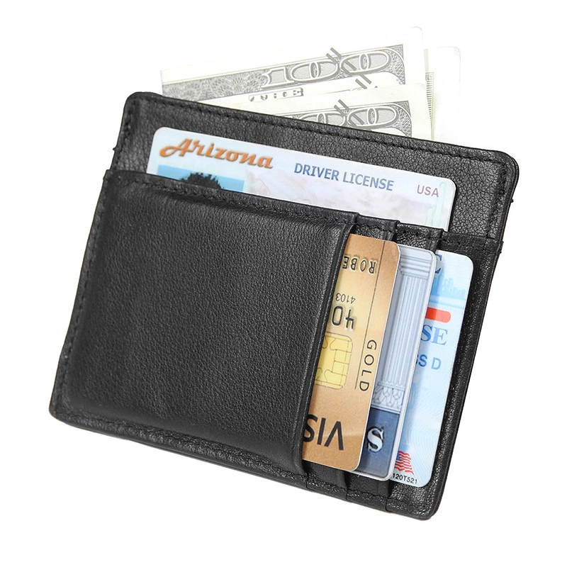 Black Cow Leather Top Quality Card Holder RFID ID Card Holder