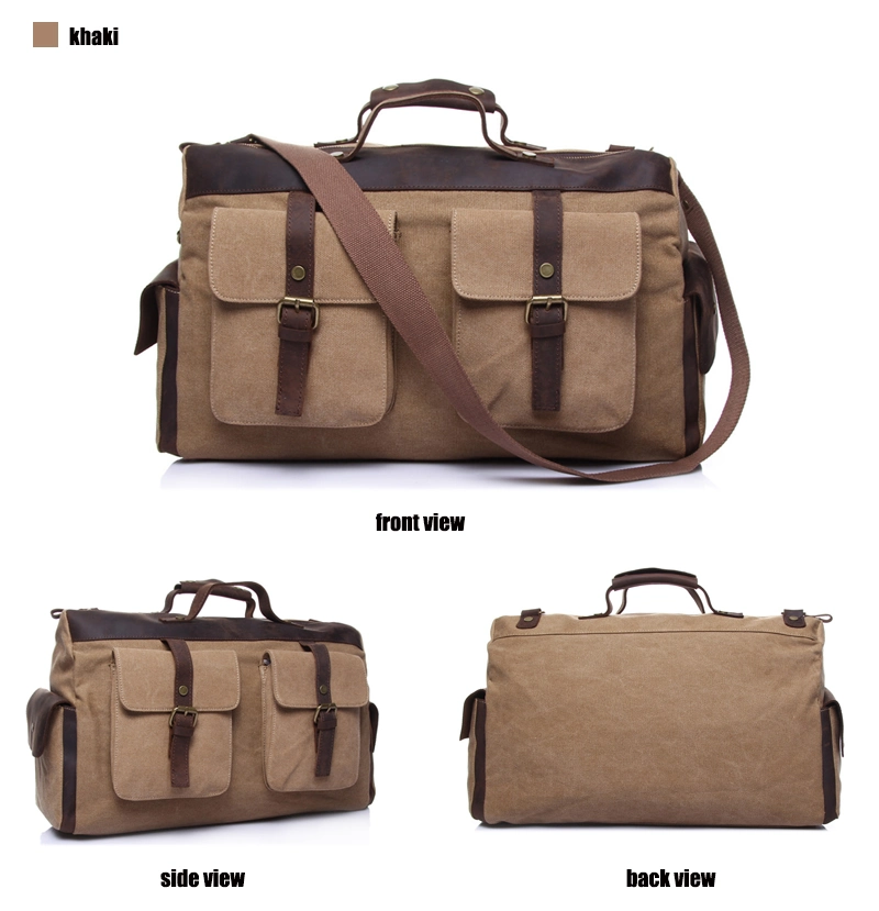 Retro Style Canvas Leather Duffel Weekender Overnight Travel Bag Gym Bag
