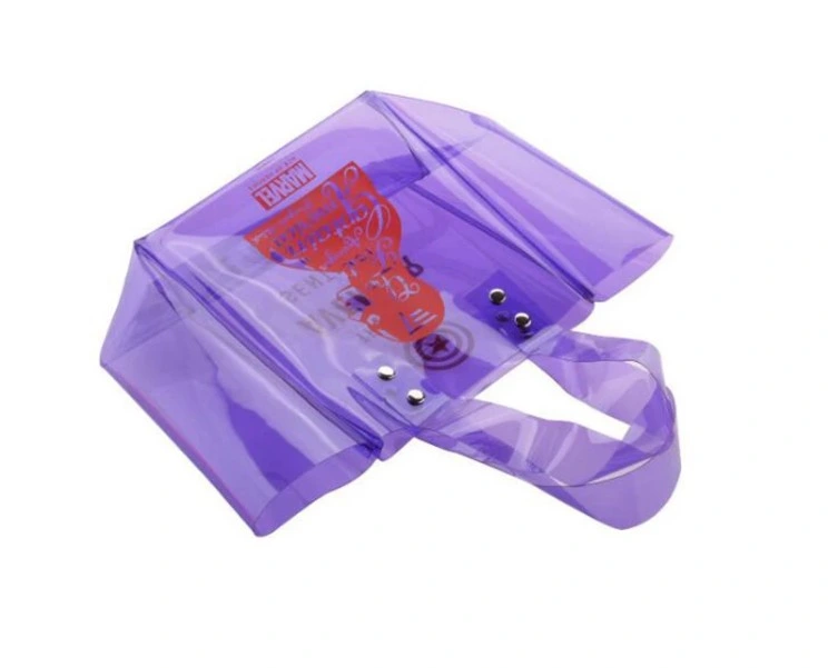 Waterproof PVC Tote Bag Jelly Women Shopping Shiny Handbags Shopping with Custom Print Logo