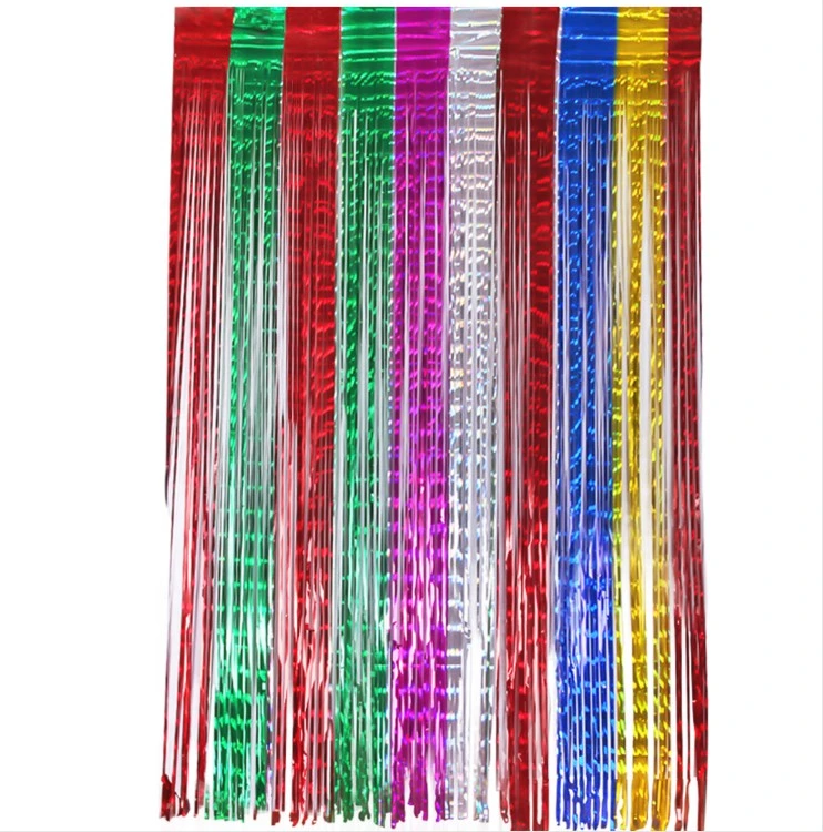 China Rain Silk Curtain Colorful Drawing Flower Color Strip Tassel Party Birthday Party Wedding Background Decoration