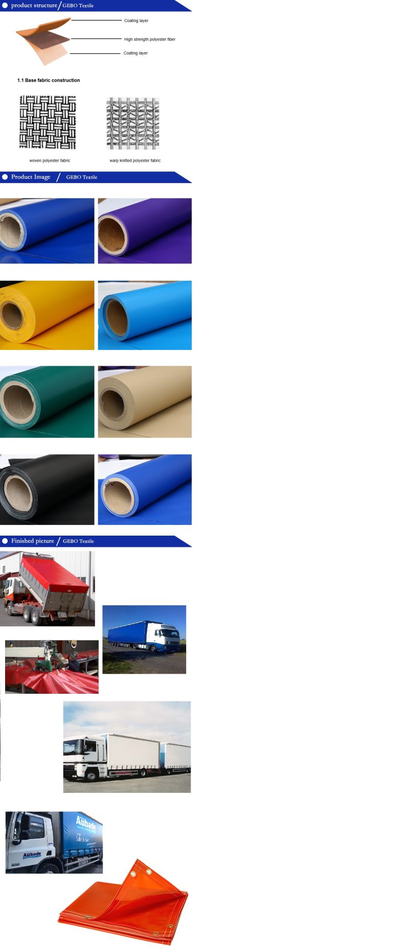 PVC Coated Tarpaulin/ Truck Tarpaulin /Side Curtain Tarpaulin