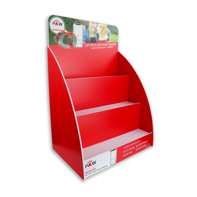 Customized Red Color PVC Display Stand 3 Tiers