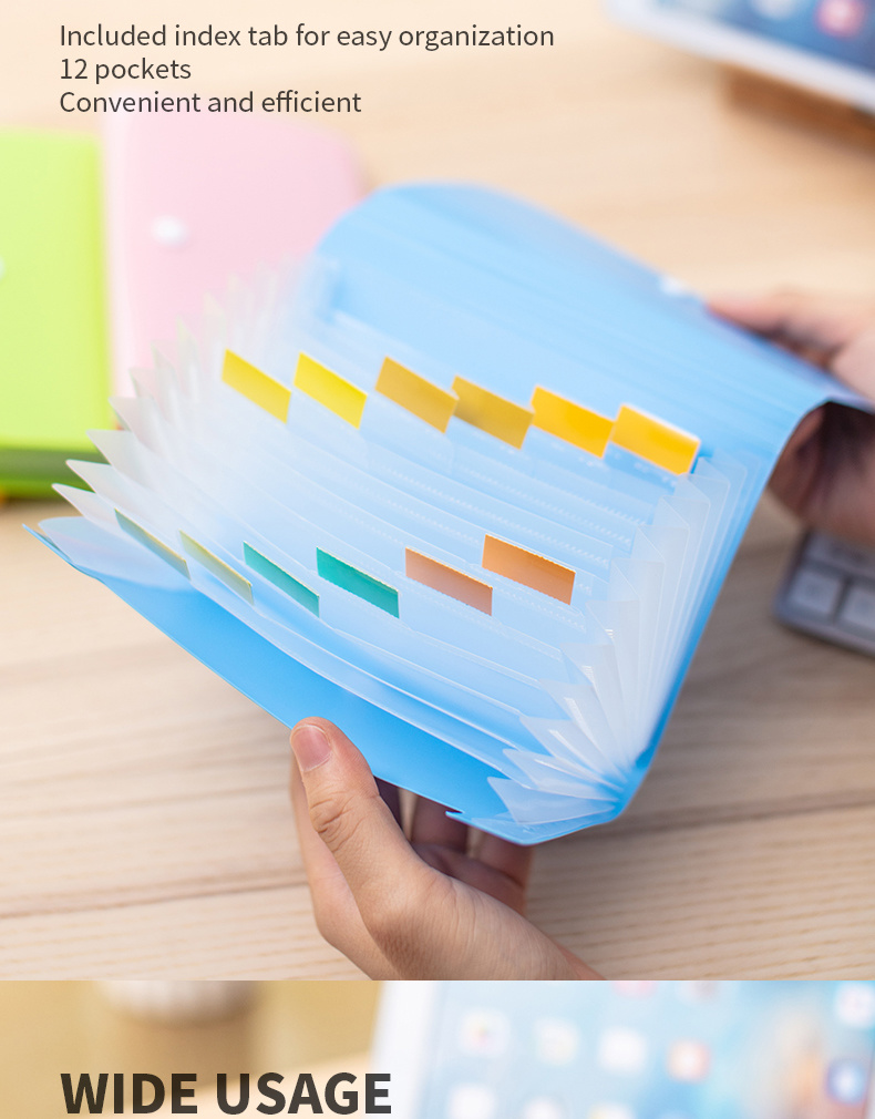 Pockets Expandable File Organizer with Cover, Portable Rainbow File Folder