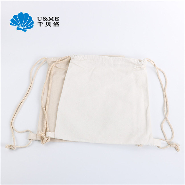 Customized Logo Print Korean Canvas Cotton Drawstring Bag