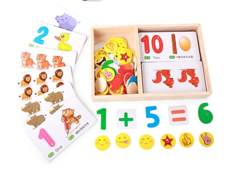 Wooden Children's Interesting Digital Learning Card \ Children's Digital Arithmetic Learning Box Puzzle Early Education Toys