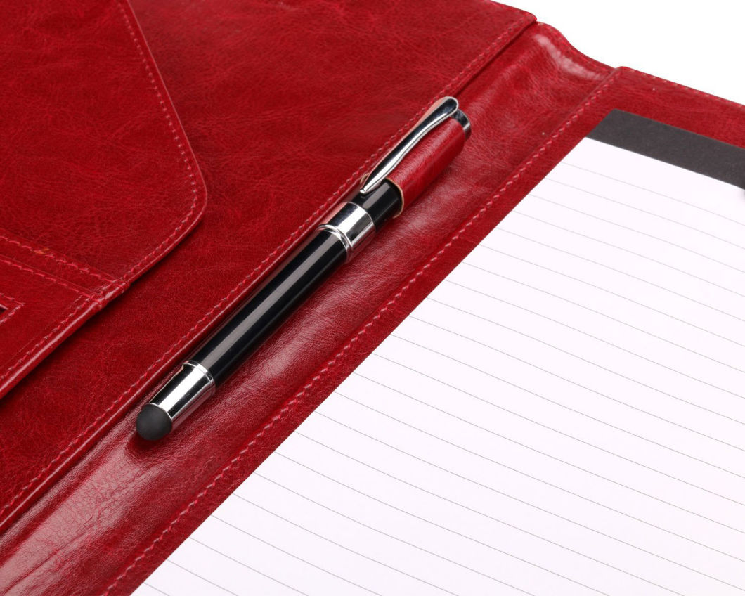 Non Zip PU Leather A4 Embossed File Clip Document Folder
