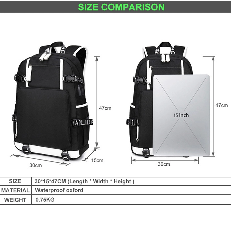 Men Large Water-Resistant Youth Cool 15.6inch Laptop Anti-Theft Travel Backpack Bag