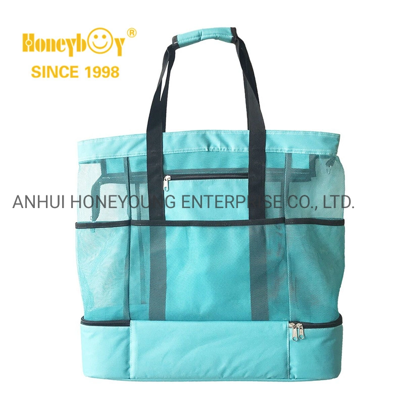 Hot Selling Transparency Tote Handbag Bags Oxford Beach Bag with Cooler Bag