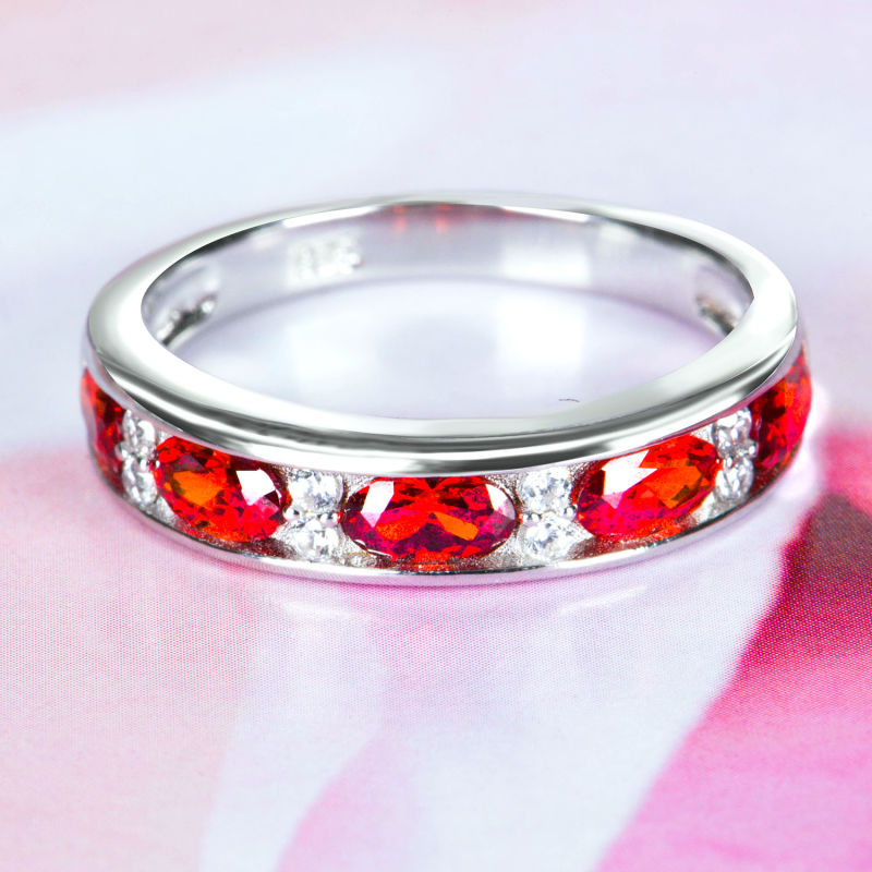 Garnet Wedding Rings Fashion CZ Promise Rings 925 Silver Valentine Gift Rings for Women