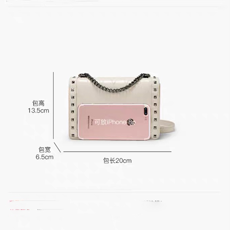 Fashion Rivet Ladies Small Portable Handbag PU Leather Chain Women Crossbody Bag