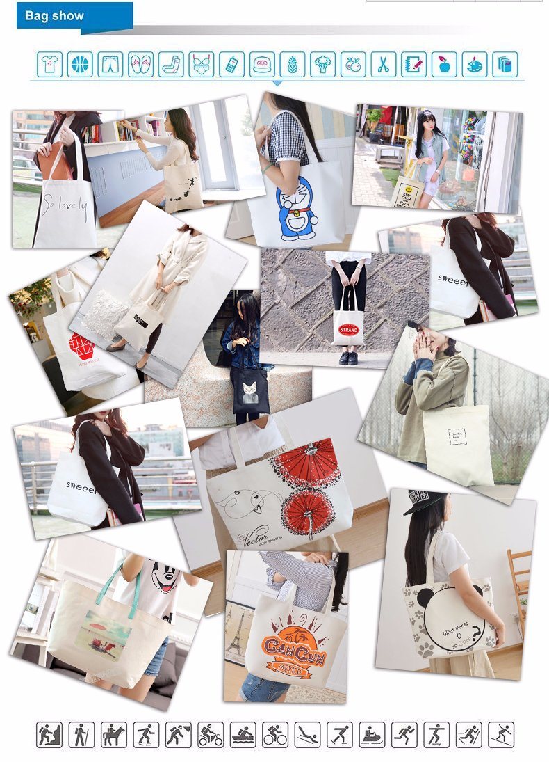Souvenir Customized Canvas Cotton Reusable Shopping Tote Bag