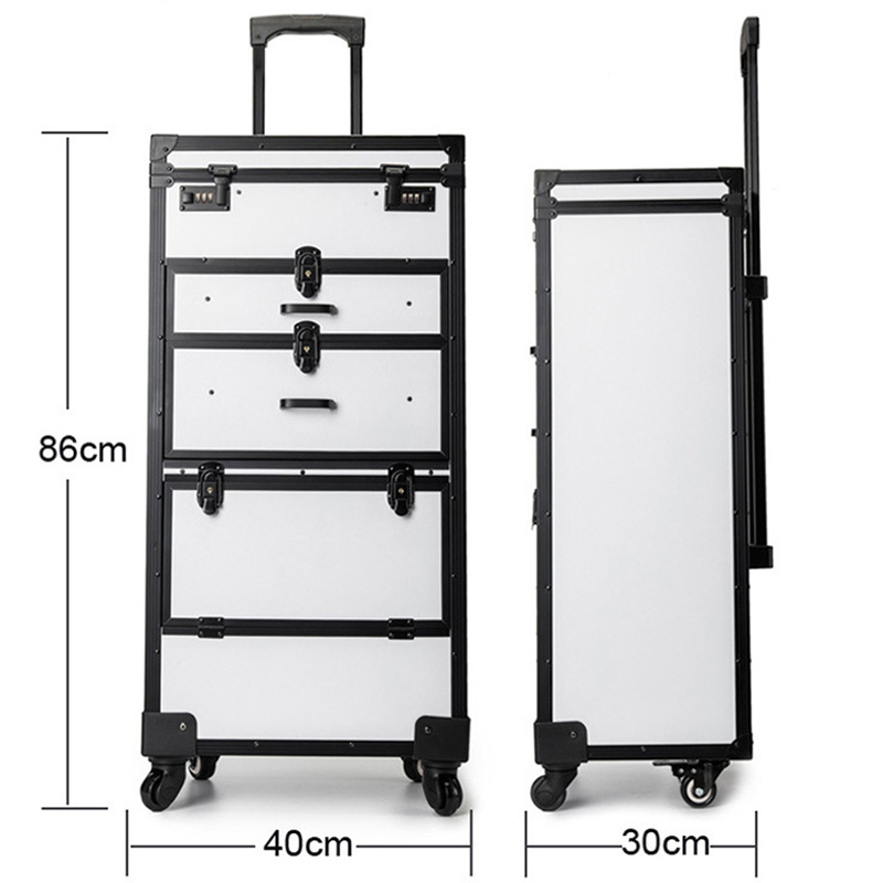 Portable Multi-Functional Toiletry Suitcase Trolley Cosmetic Box Makeup Hard Case