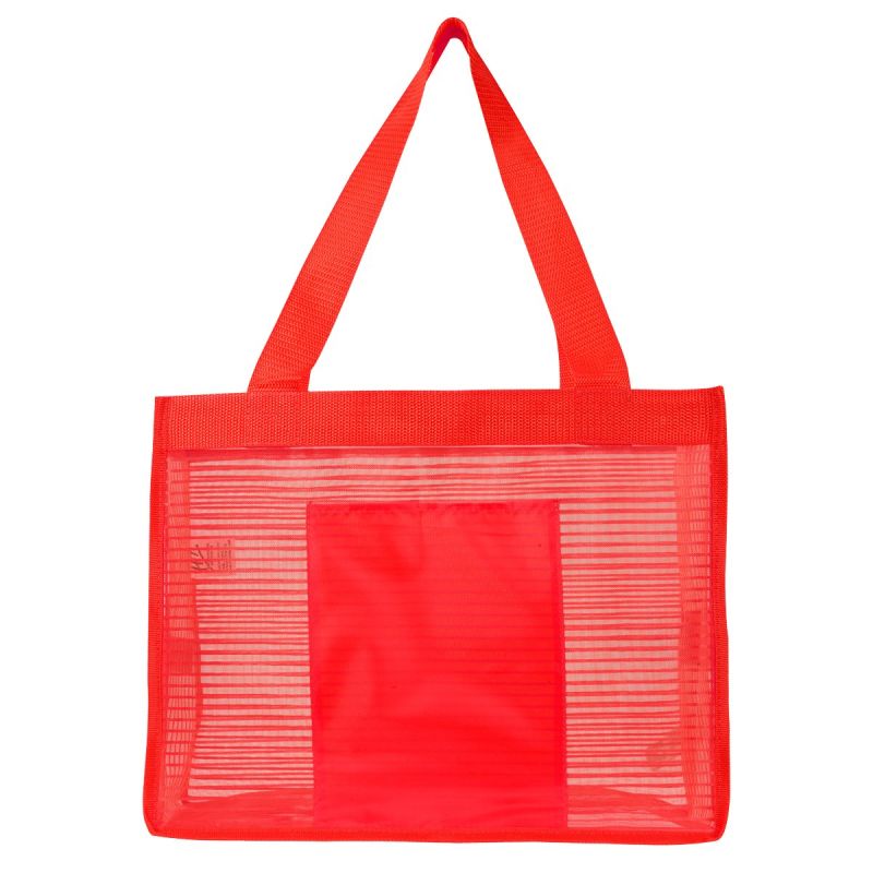 Pinstripe Mesh Bag Fashion Tote Bag Colorful Beach Bag