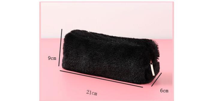 Wholesale Stationery School Pencil Bag Cute Solid Plush Tube Shaped Pencil Case Bag