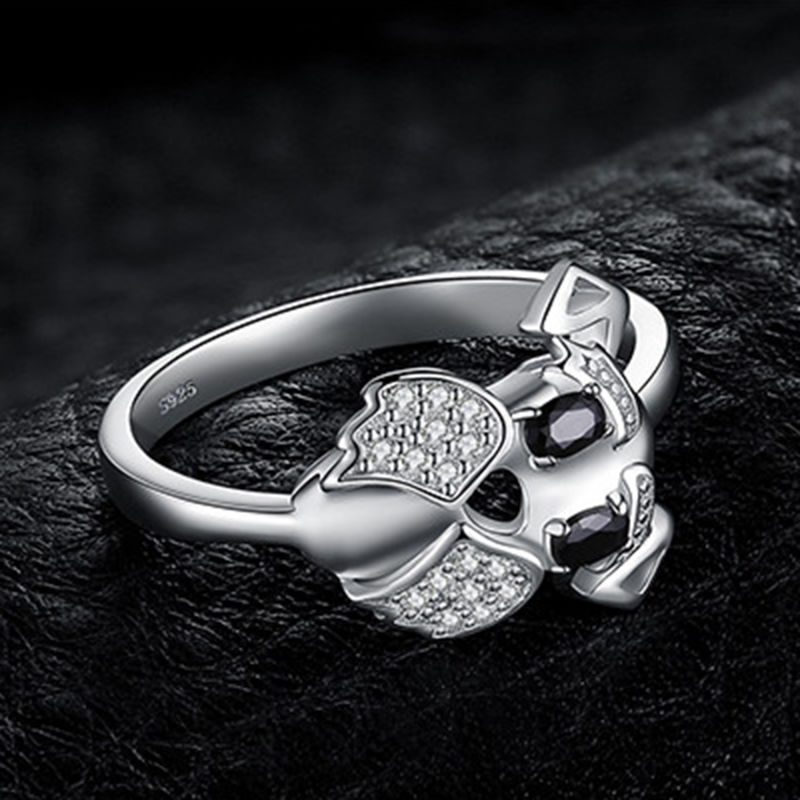 925 Sterling Silver Rings Skull Rings CZ Jewellery Vintage Rings Skull Biker Rings