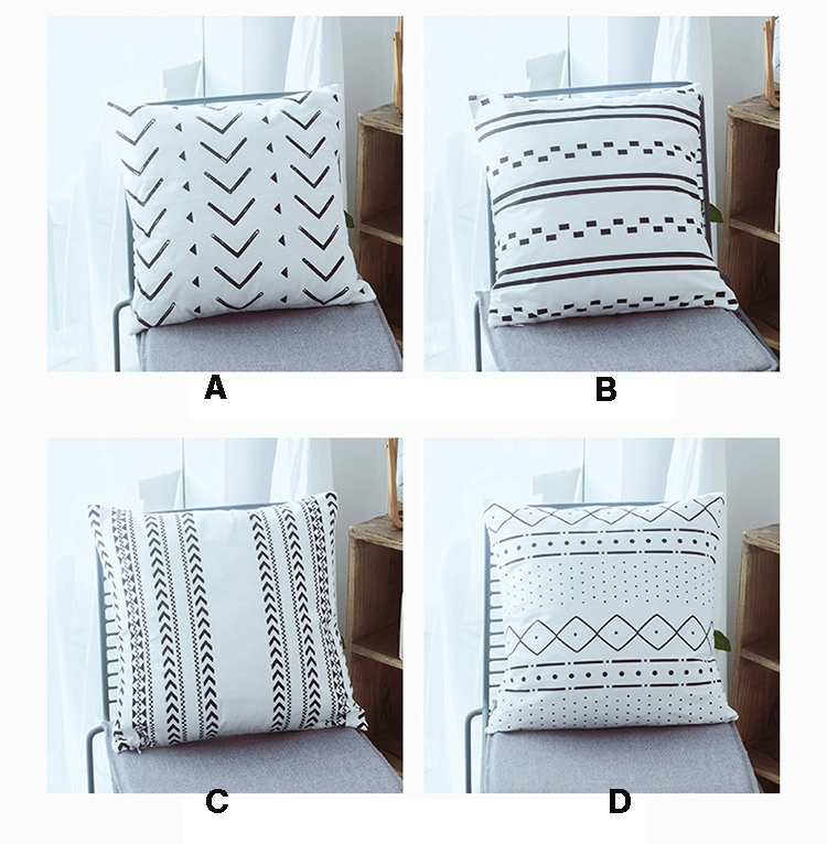 Black White Cushion Cover Home Decoration 45X45cm/35X50cm Canvas Pillow Case Simple Geometric Printed Nordic Style