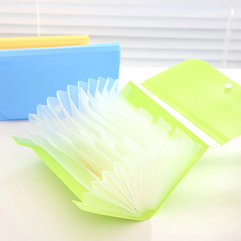 Portable Expandable Cover Accordian File Organizer, Hot Pressing Forming Multi-Color Pockets Expanding File Folder