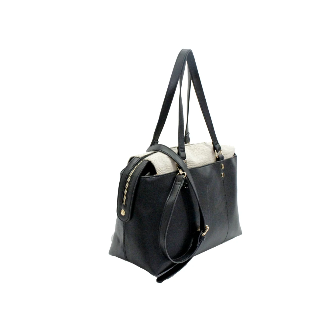 Lady Daily Canvas Fashion Design Decorated with Metal Travel Outing Shopping Casual Tote Bag