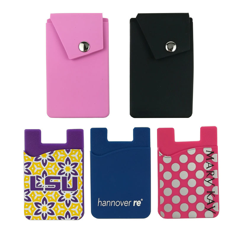Promotional Custom Printed Logo Silicone Mobile Phone Card Holder for Promotion Gifts