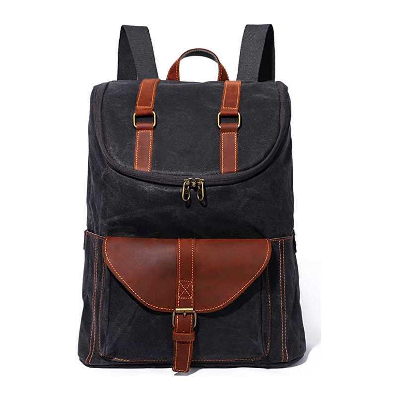 Canvas Leather Backpack Vintage Backpack Rucksack Casual Outdoor Travel Daypack