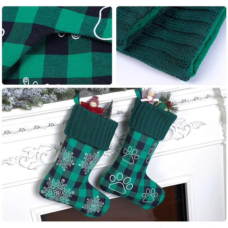 New Knitted Christmas Stocking 18-Inch Gift Bag for Christmas Decorations Pet Christmas Stocking Gift Bag