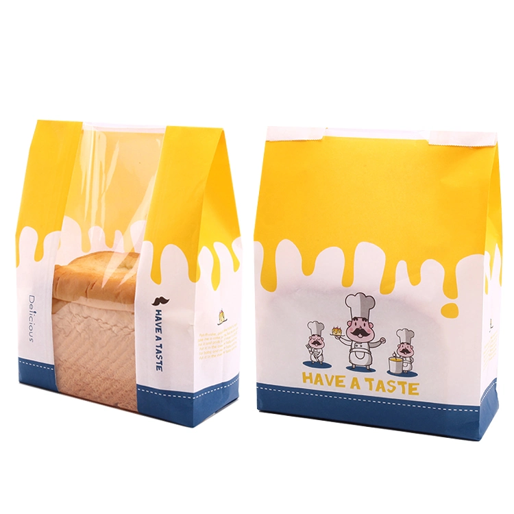 Bread Bag with Popular Printed Bakery Bag Baguette Bread Bag Kraft Paper Bag with Clear Window