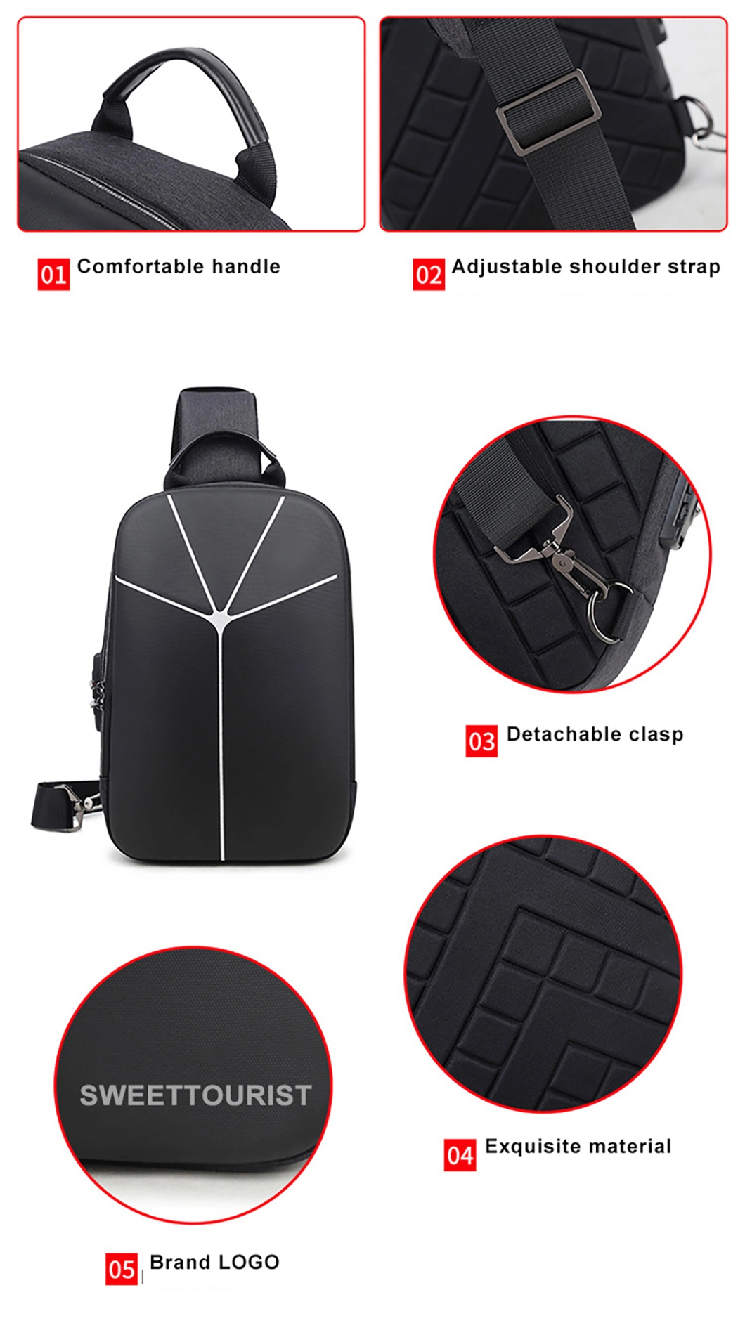 Hot Selling Business Backpack Anti-Theft Waterproof Bag Sling Bag Men EVA Shell Bag Storage Box