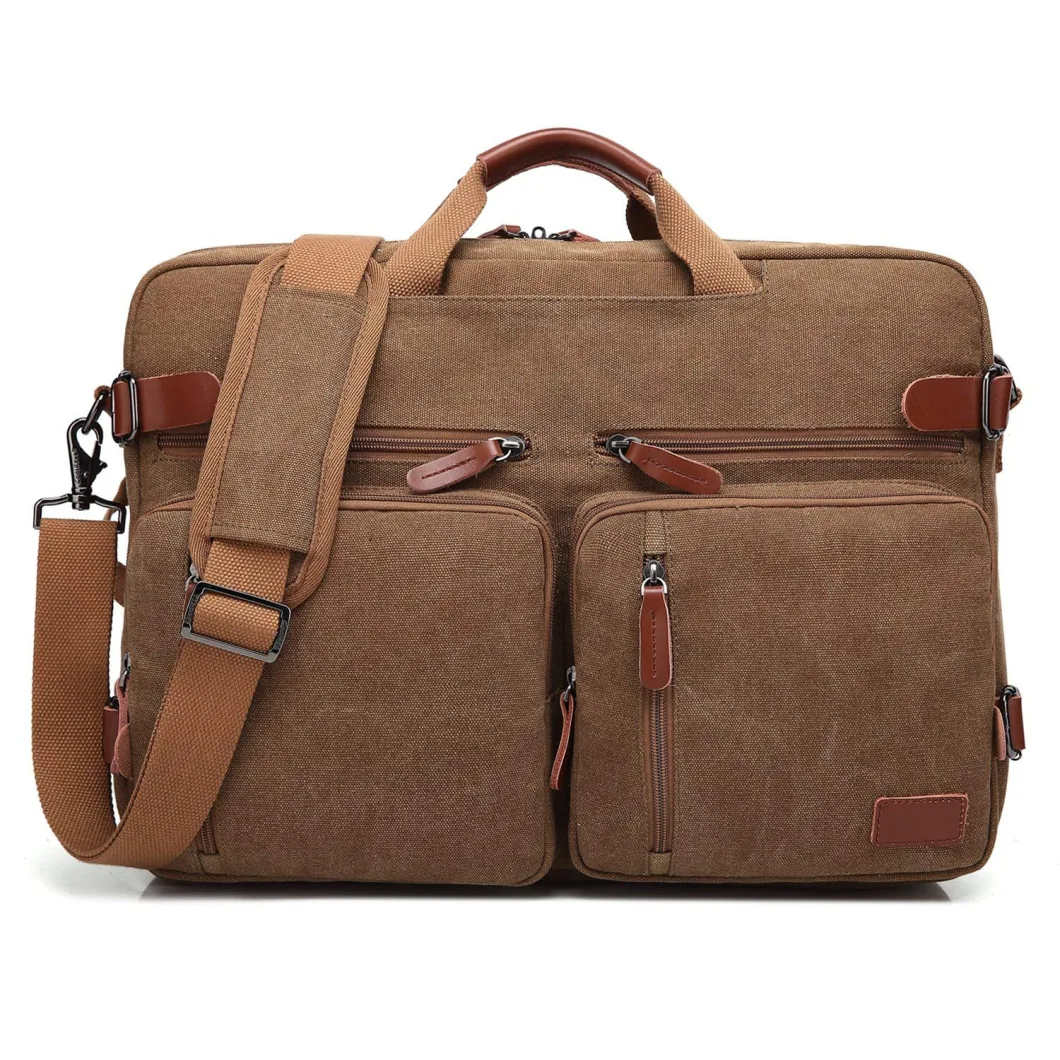 Functional High Quality Durable Canvas Hybrid Backpack Briefcase Business Laptop Notebook Case