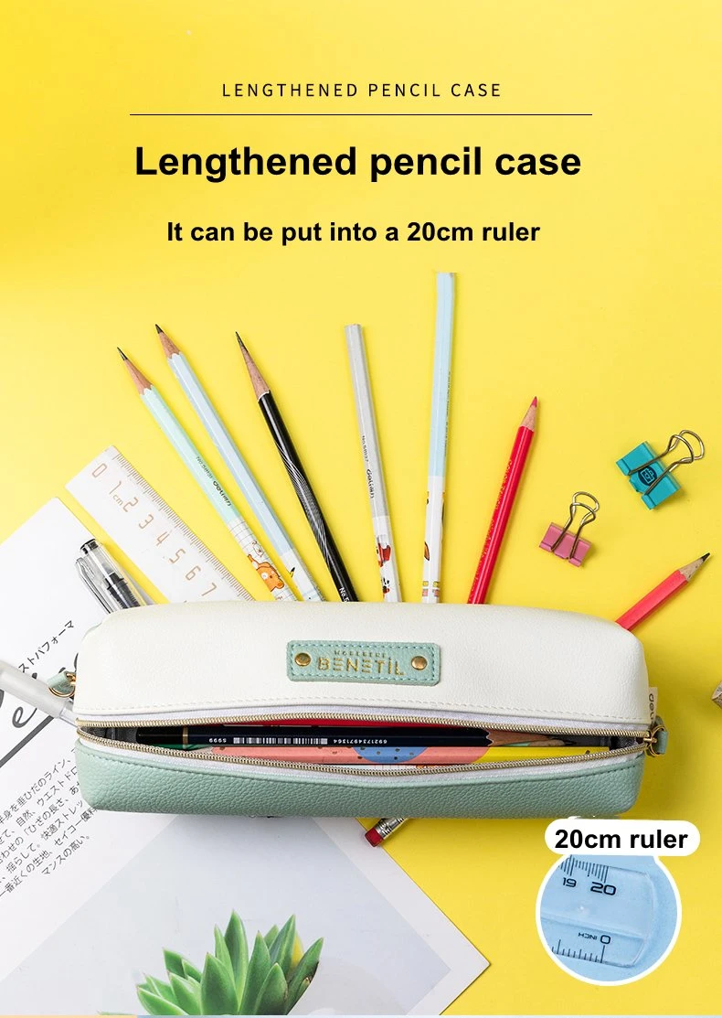 Cute Colorful Soft Leather Touch Hard Case Pencil Case Zipper Pencil Case for Children