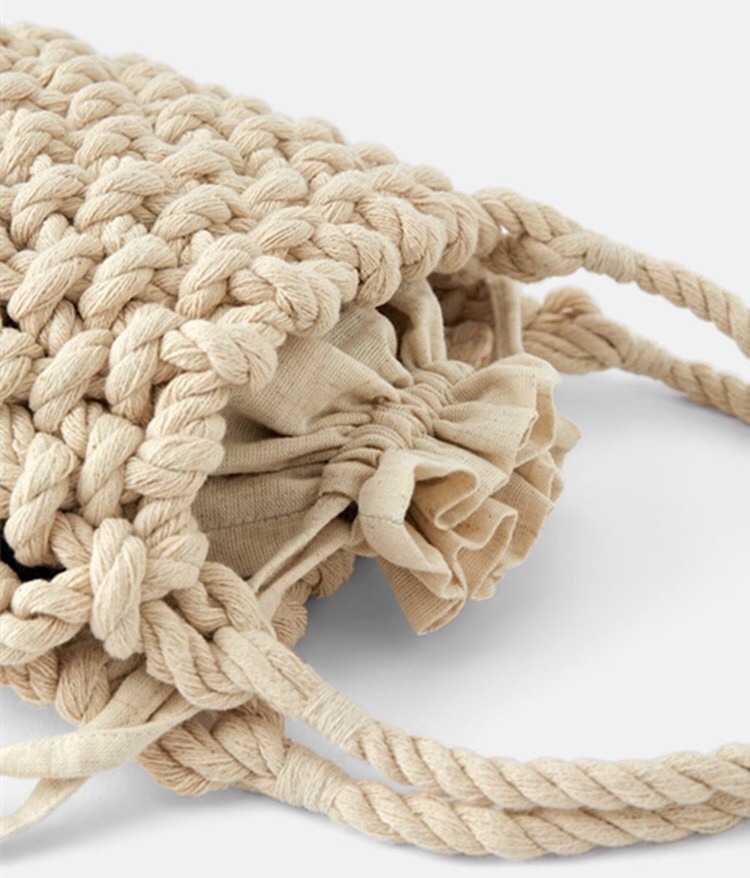 2019 Fashion Popular Mesh Tote Bag Hollow out Crochet Cotton Rope Straw Beach Bag Net Shoulder Bag