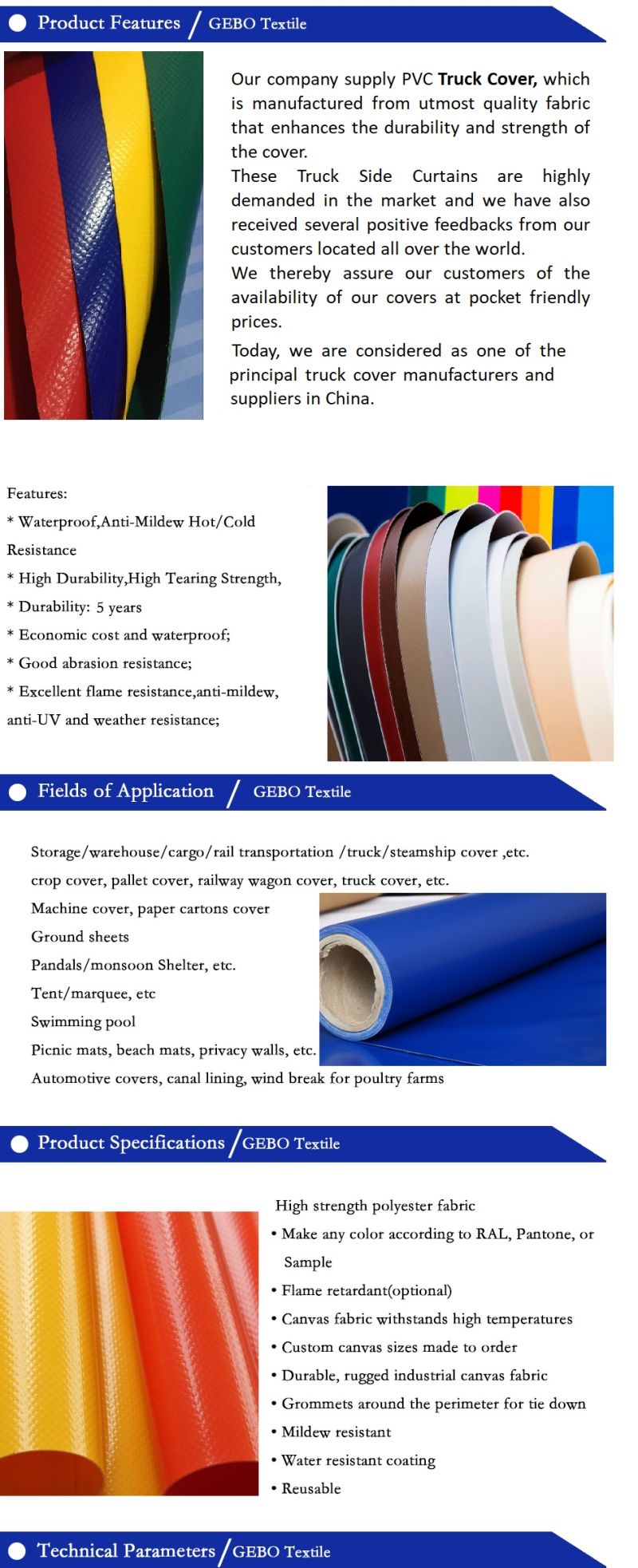 PVC Coated Tarpaulin/ Truck Tarpaulin /Side Curtain Tarpaulin