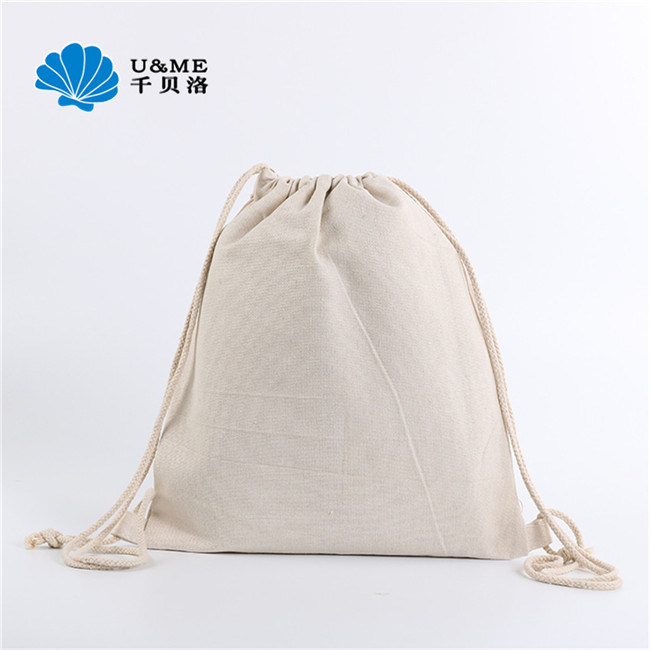 Customized Logo Print Korean Canvas Cotton Drawstring Bag