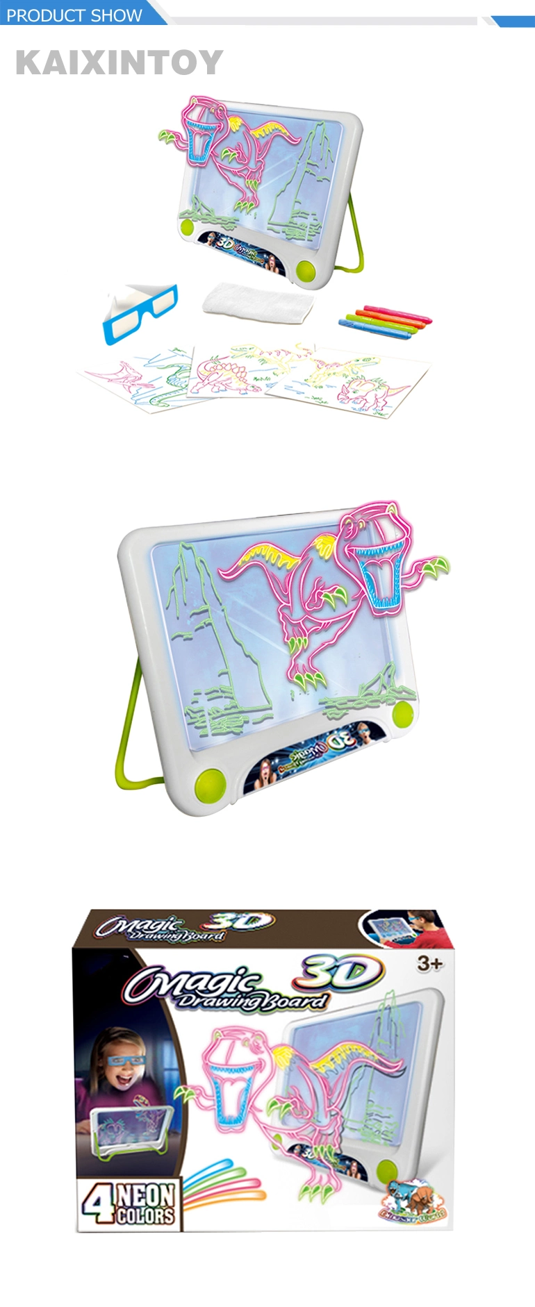 High Quality Intelligent Toy Painting Transparent 3D Magic Drawing Board for Kids