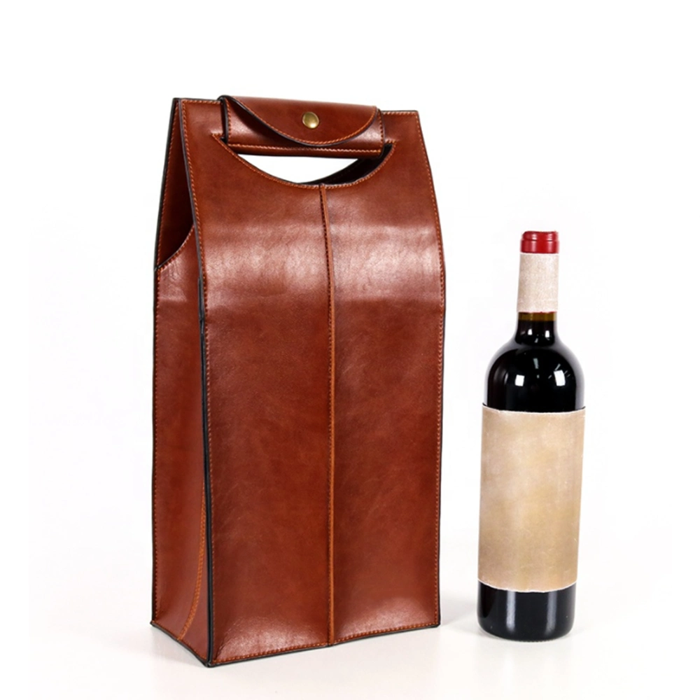 Packing Case Reusable PU Leather Gift Bags Carrier Wine Accessories Bottle Bag