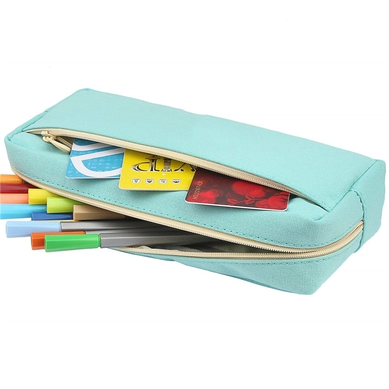 Canvas Classic Pencil Bag Zipper Storage Stationery Case