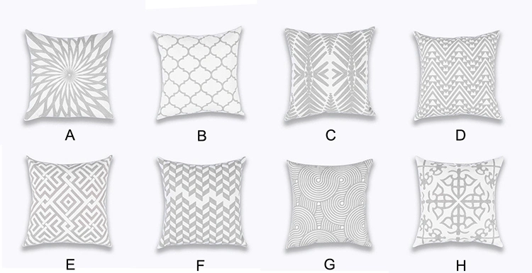 Home Decor Emboridered Cushion Cover Light Grey Geometric Canvas Pillow Case Cotton Suqare Embroidery Cushion 45X45cm