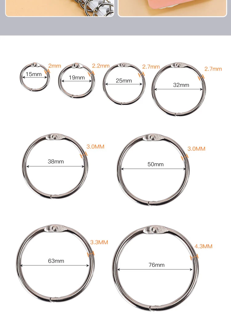 Binder Ring Manufacturer Metal Round Shape Loose Leaf Ring