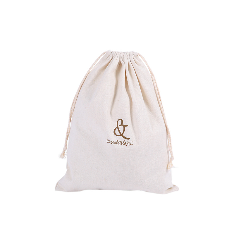 Customized Logo Print Korean Canvas Cotton Drawstring Bag