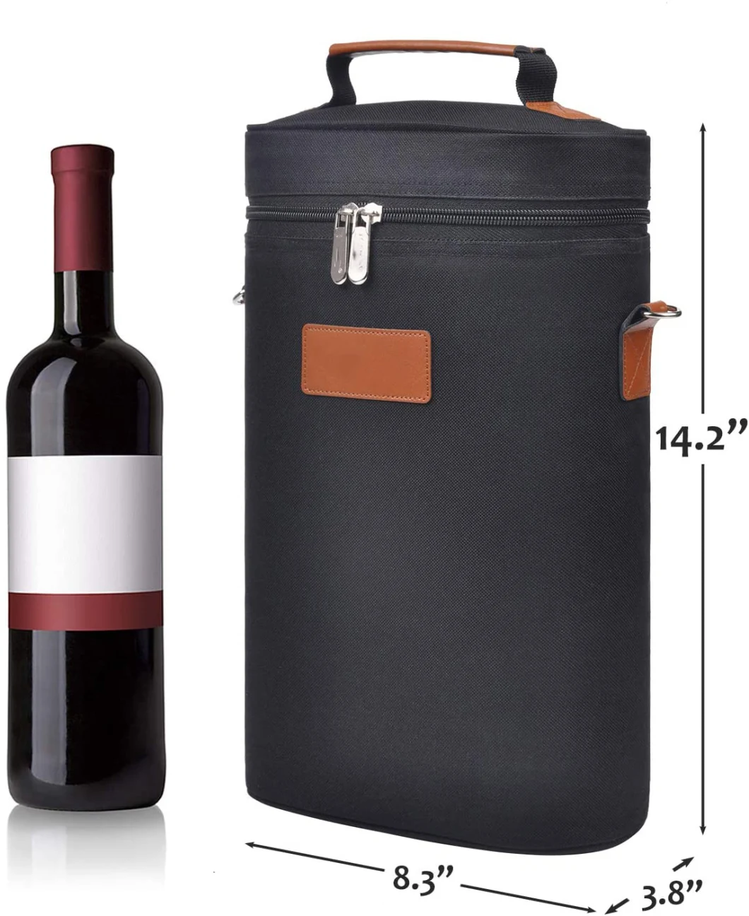 Wholesale Custom 2 Bottles Insulated Wine Carrying Cooler Bag Travel Canvas Wine Bags Custom Logo