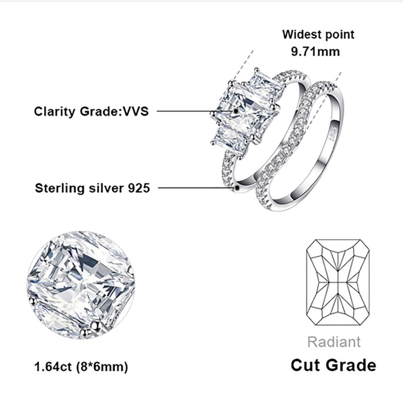 925 Sterling Silver Rings CZ Set Rings Stacking Rings Engagement Wedding Rings Set