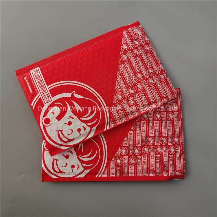 Customized Printing Red Poly Bubble Mailers Padded Envelopes Plastic Package Bag