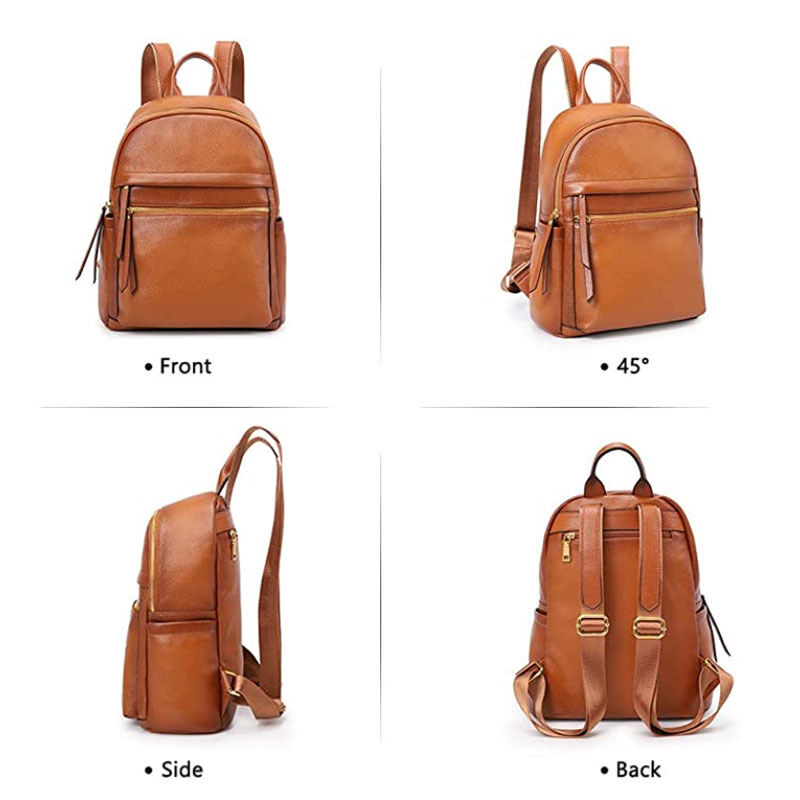 Leather Casual Outdoor Backpack Multi-Functional Elegant Daypack Soft Leather Bag