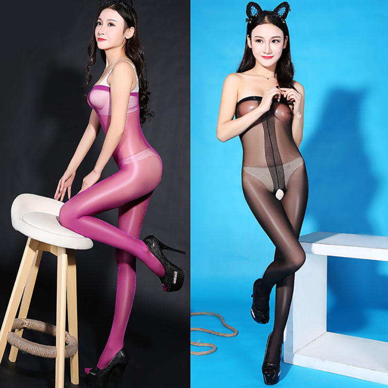 Shiny Silky Open Pantyhose Sexy Underwear Transparent Thin Section Temptation Shiny One-Piece Open File Stockings