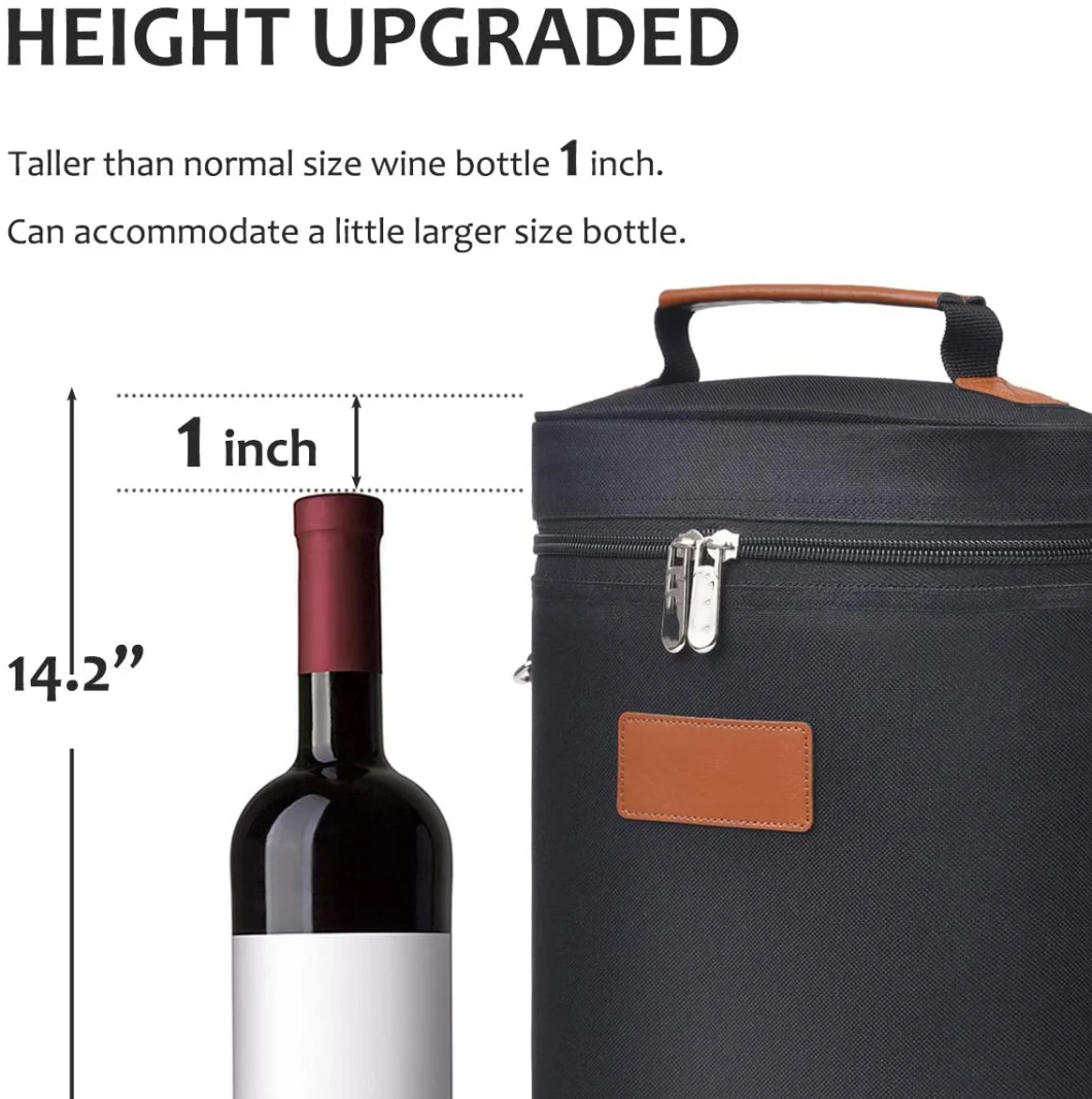 Wholesale Custom 2 Bottles Insulated Wine Carrying Cooler Bag Travel Canvas Wine Bags Custom Logo