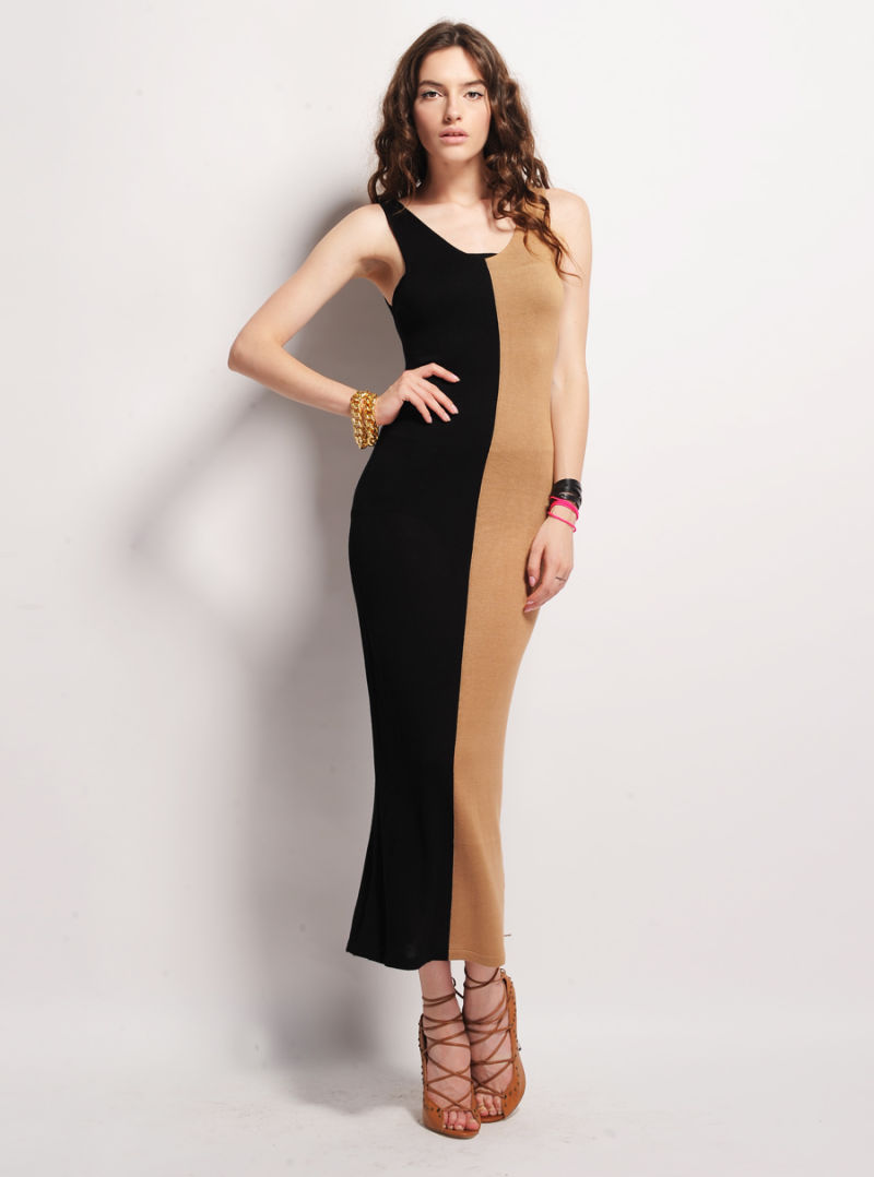 High Quality Women Fashion Form-Fitting Two Toned Pencil Dress