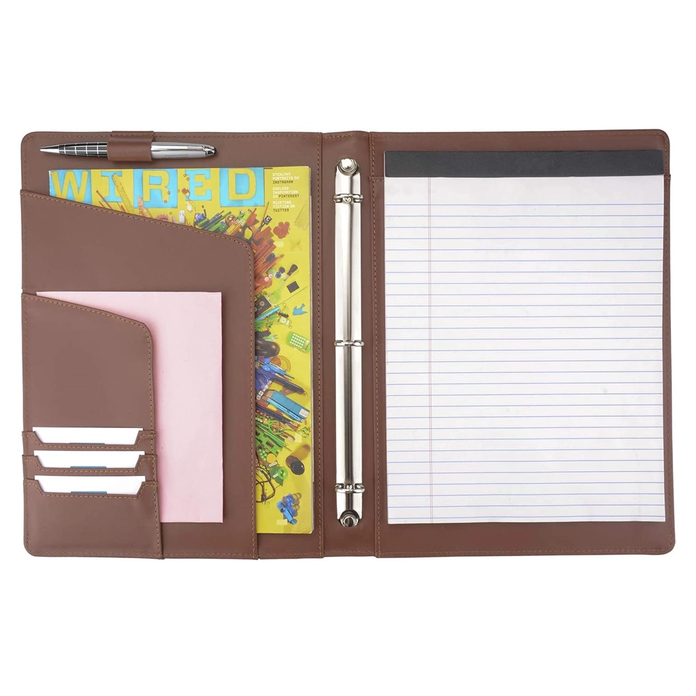 Presentation Meeting Organizer Business A4 Portfolio PU Leather File Folder 3 Ring Binder