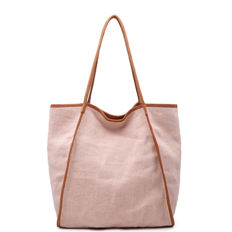 Fashion Canvas Large Women Girls Custom Canvas Tote Bag with Leather Handstrap (RSF-6802)