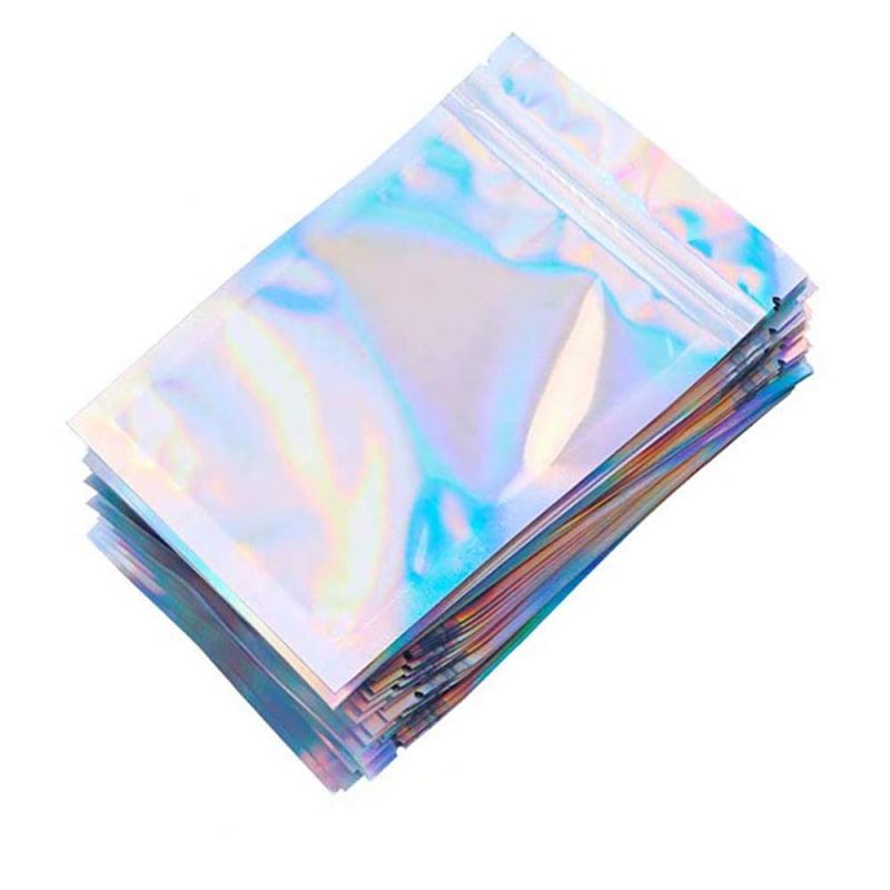 Rainbow Color Zipper Bags Hologram Zip Lock Bags